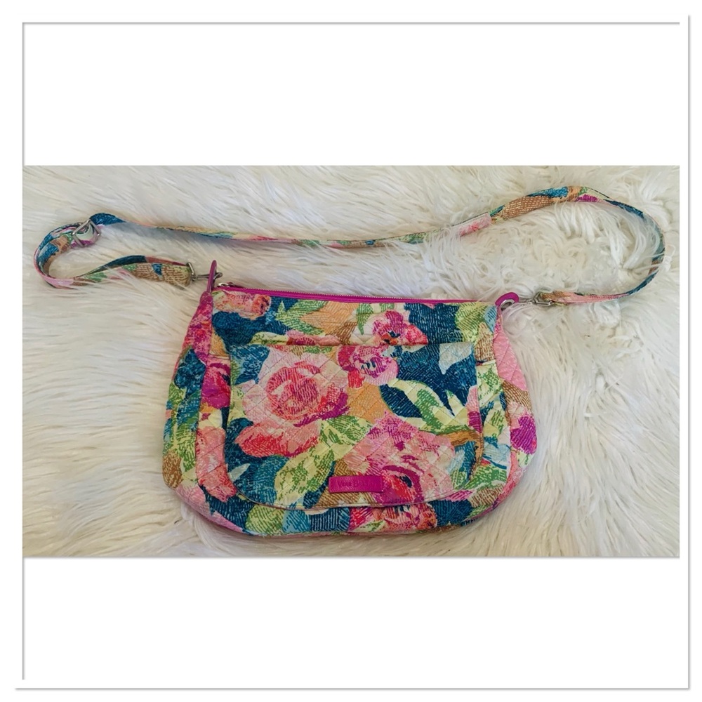 Vera Bradley Hadley Superbloom Quilted Adjustable Crossbody Satchel Pink